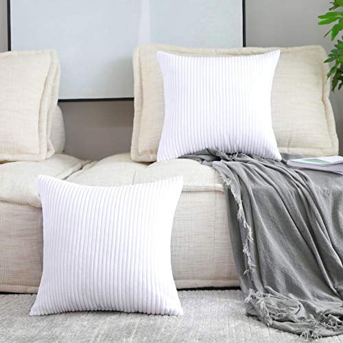 Light Grey Home Brilliant 2 Pack Burlap Linen Cushion Covers Throw Pillowcases for Sofa 22 x 22 inches 